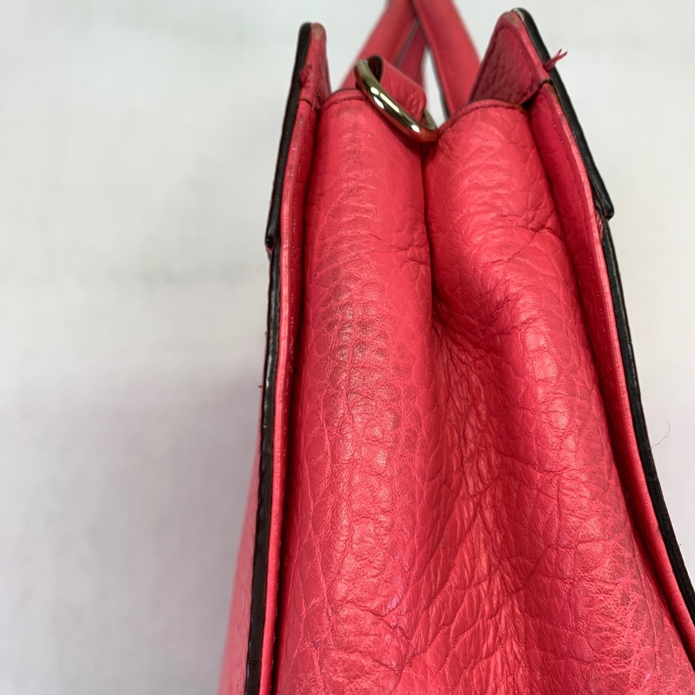 Kate Spade New York Coral Pink Leather Satchel Floral Handbag Tote Missing Strap - Picture 10 of 16